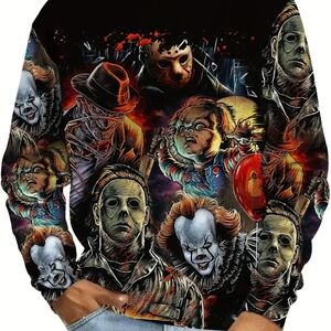 Men's Horror Movie Character Graphic Sweatshirt NWT Size 46-48